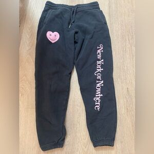 Women's Navy NYON Joggers with Pink Print